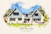 paint custom digital watercolor house, home building portrait illustrations