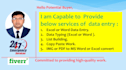 do data entry, convert files, data analysis, data scraper and list building