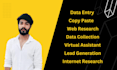do email collection, data input, data extraction, data entry and web research