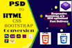 develop website using html css react tailwind bootstrap