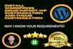 install wordpress, demo import, wp customization, and theme customization