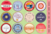 do circular, round sticker, badge, logo, label, patch, coaster design
