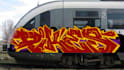 draw a digital graffiti on a train