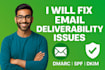 fix email deliverability issues and setup dmarc, spf, dkim