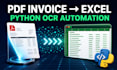 automate PDF invoice data extraction to excel using python ocr
