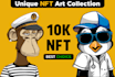 design 10k unique nft art collection for opensea