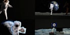 create 4 astronaut lands on the moon logo reveal