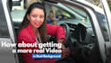 create female spokesperson video with real car background