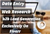 do b2b lead generation linkedin and web research