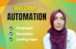 set up  mailchimp automation campaign, design landing page