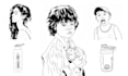 draw black and white line art illustration, portraits