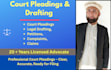 draft ready to file lawsuits, pleadings, motions, petitions, and legal appeals