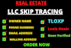 provide llc business names skip tracing