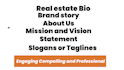 write a professional bio, about me, realtor bio, mission and vision