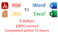 convert PDF and jpg to excel or word