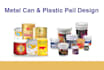 do metal can and plastic pail, packaging and label design