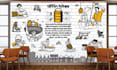 design doodle wall art mural for restaurant, home interior
