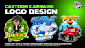 design cannabis logo, hand drawn cartoon weed illustration