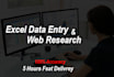 data entry and web research