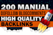 create 200 manual dofollow blog comment backlinks