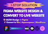 design website UI UX in figma and convert figma to wix squarespace wordpress