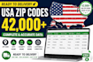 provide complete USA zip code database with city, state and coordinates