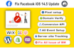 set up facebook pixel, domain verify, events, ios 14 update