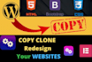 create, copy clone website in HTML CSS bootstrap