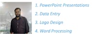 do presentations, data entry, logo design