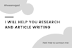 help you in research and summary writing