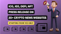 publish crypto press release or guest post on 20 crypto news websites