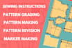 garment manufacturer, sewing pattern maker, pattern grader, sewing instruction