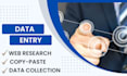 data entry, web research, copy paste, email list building
