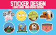 create custom sticker, sticker pack, logo and die cut sticker design