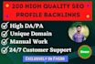 create 200 SEO profile backlinks manually