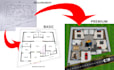 draw floor plan in autocad and render in photoshop