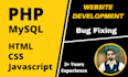 create websites with PHP, mysql, ajax, jquery, html and CSS