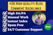 build 400 blog comment backlinks from high da website