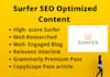 write surfer SEO optimized article blog content in 2 days