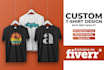 do custom text based t shirt design in 24 hours