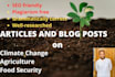 assists in climate change, food security, and agriculture