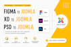 convert psd, xd, figma to joomla template, redesign website