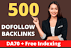 500 high quality contextual SEO do follow manual backlinks