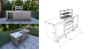 design your 3d outdoor kitchen with measurements and appliances,landscape design