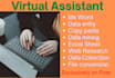 be virtual assistant for data entry web search and many more