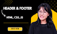 design responsive, sticky header and footer in HTML, CSS
