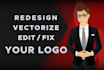 do logo redesign, redo, remake, edit, modify, fix, vectorize