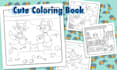 create cute children coloring book illustration