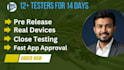 test your app for google play close testing with real 12 testers