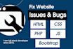 fix HTML, CSS, PHP, js website issues and bugs